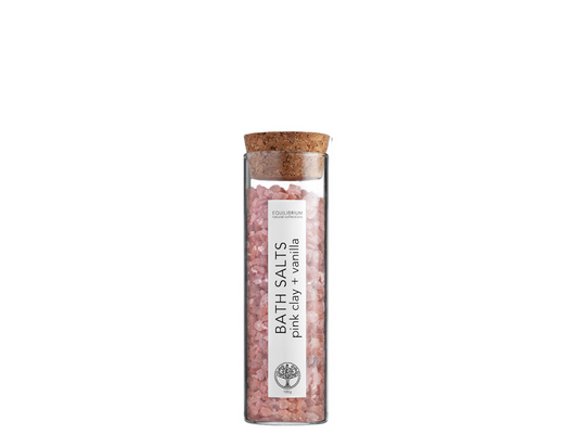 NATURAL BATH SALT HIMALAYAS PINK CLAY + VANILLA 100G (TEST TUBE)