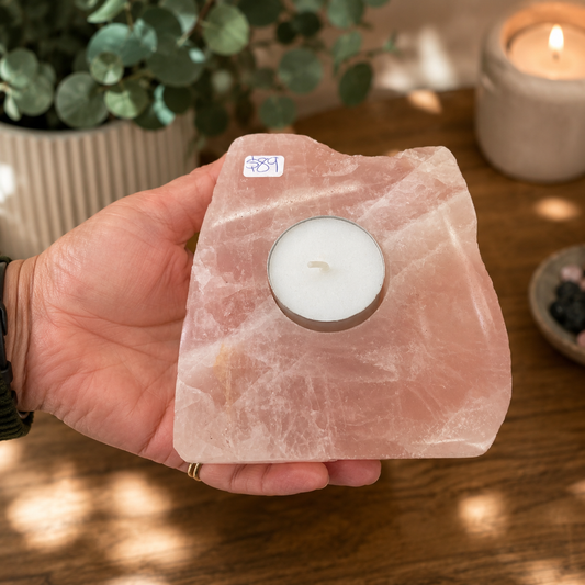 ROSE QUARTZ TEA LIGHT HOLDER
