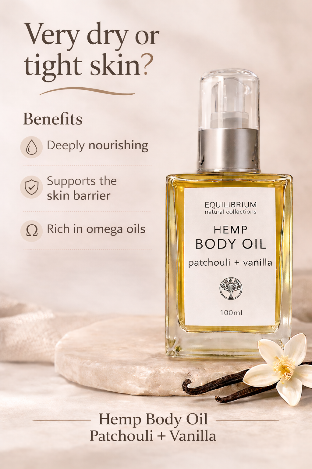 HEMP BODY OIL PATCHOULI + VANILLA 100ML