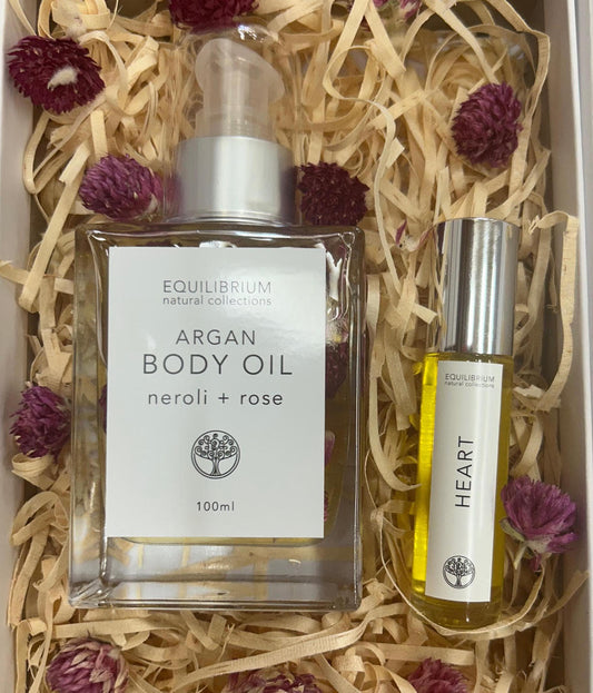GIFT BOX : Argan body oil + heart perfume