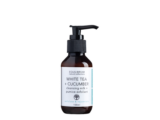 ORGANIC WHITE TEA AND CUCUMBER CLEANSING MILK AND PUMICE EXFOLIANT 100ML